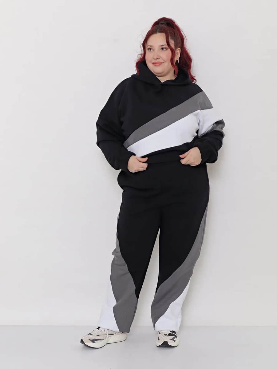 Buzo Corto Tricolor Frisa Amplio Con Capucha Talles Grandes - Imagen 8