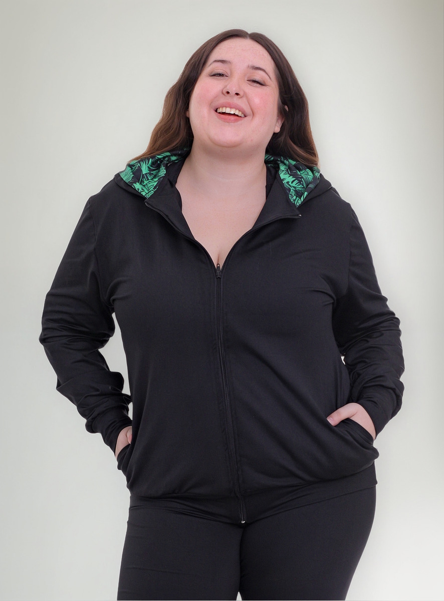 Campera Deportiva De Mujer Larga Con Capucha Talles Grandes - Imagen 8
